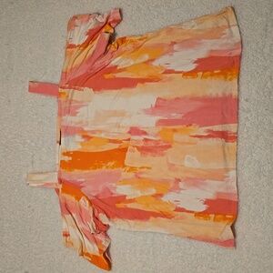 JM Collection Pink and Orange Abstract Blouse